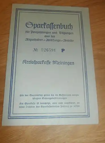altes Sparbuch Meiningen , 1952 - 1955 , Hartwig Mager , Sparkasse , Bank !!!