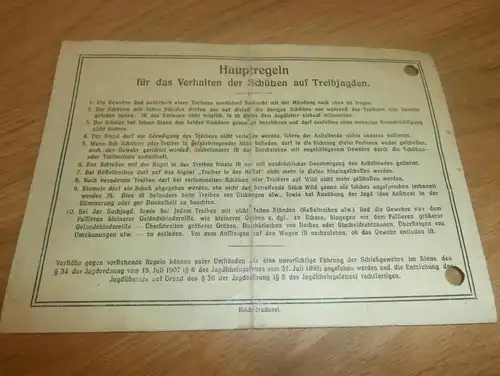 Jagdschein 1926 , Gutsförster Wilhelm Pommerening in Ritzig / Kreis Schivelbein , Jagd , Gutshof !!!