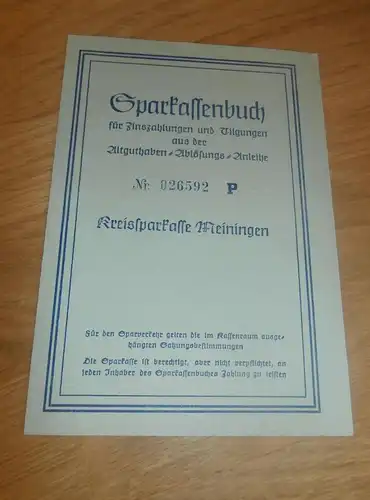 altes Sparbuch Meiningen , 1952 - 1955 , Hartwig Mager in Rippershausen , Sparkasse , Bank !!!