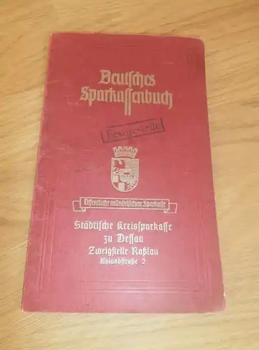 altes Sparbuch Dessau Roßlau , 1943 - 1945 , Anneliese Wriede geb. Wiborg , Sparkasse , Bank !!!