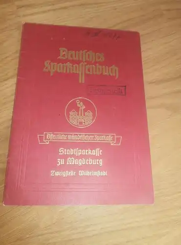 altes Sparbuch Magdeburg Wilhelmstadt , 1942 - April 1945 , Heinz Wahren , Versicherung , Sparkasse , Bank !!!