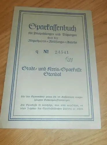 altes Sparbuch Stendal , 1952 - 1958 , Rudolf Schröder , Sparkasse , Bank !!!