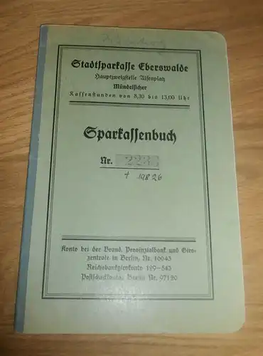 altes Sparbuch Eberswalde , 1944 - 1946 , Hans Weinberg , Sparkasse , Bank !!!