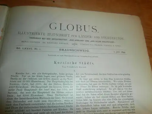 Völkerkunde Juli-Dezember 1899, gebundene GLOBUS Zeitschriften , Expedition , Kolonie , Reise , Berichte , Etnologie  !!