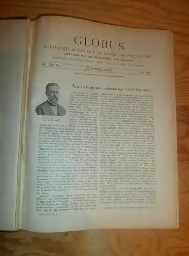 Völkerkunde Juni-Dezember 1896, gebundene GLOBUS Zeitschriften , Expedition , Kolonie , Reise , Berichte , Etnologie  !!
