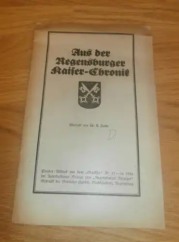Regensburger Kaiser-Chronik , 1922 , Sonderdruck , Regensburg , Kaiser !!!