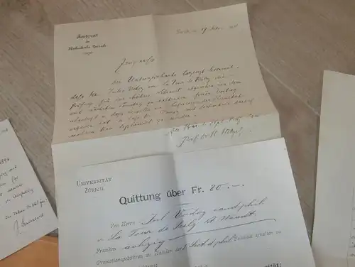 Dokumente aus Nachlass , 1885-1894 , Dr. J. Vodoz , Technikum Winterthur , Hochschule Zürich !!!