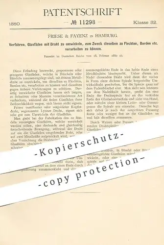 original Patent - Friese & Fayenz , Hamburg , 1880 , Glasfäden mit Draht umwickeln | Glas , Flechten | Lyoner Draht