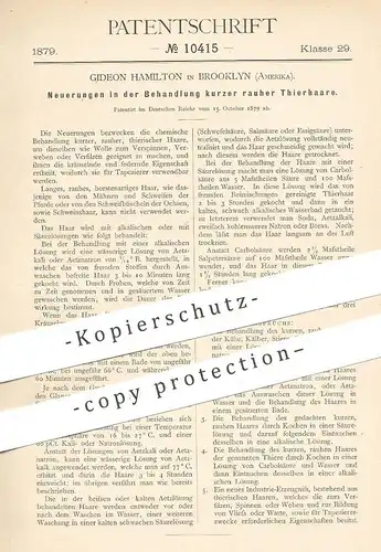 original Patent - Gideon Hamilton , Brooklyn / New York / USA  1879 , Behandlung kurzer Tierhaare | Haare , Filz , Wolle