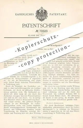 original Patent - Franz Kluge , Barmen , 1893 , Feuerung mit Unterwindgebläse | Ofen , Öfen , Heizung | Ofenbauer !!