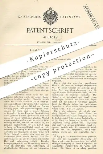 original Patent - Eugen Kreiss , Hamburg , 1889 , Schwinge - Förderrinnen | Hebezeug , Förderband , Schnecke , Transport