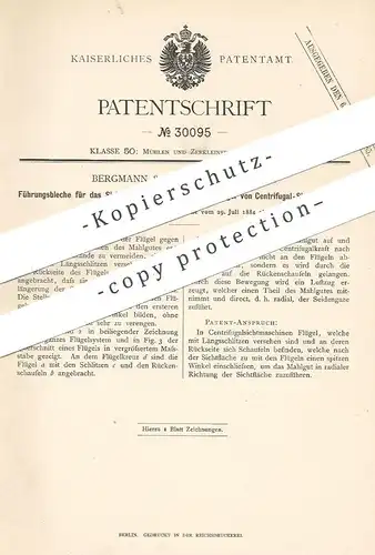 original Patent - Bergmann & Schlee , Halle / Saale , 1884 , Bleche an Zentrifugal - Sichtmaschine | Mühlen , Mühlen !!!