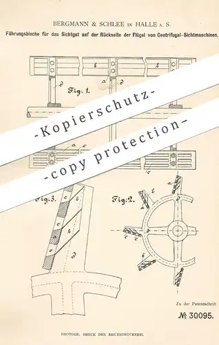 original Patent - Bergmann & Schlee , Halle / Saale , 1884 , Bleche an Zentrifugal - Sichtmaschine | Mühlen , Mühlen !!!