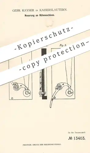 original Patent - Gebrüder Kayser , Kaiserslautern , 1880 , Nähmaschinen | Nähmaschine , Schneider , Nähen