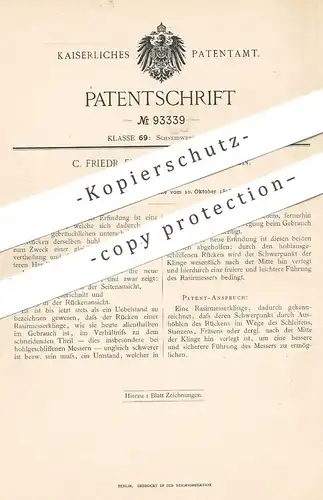 original Patent - C. Friedr. Ern , Wald / Solingen , 1896 , Rasiermesserklinge | Rasiermesser - Klinge | Messer