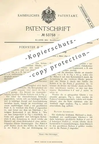original Patent - Foerster & Barth , Pforzheim , 1890 , Elastisches Armband , Halsband | Kette , Schmuck , Goldschmied