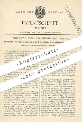 original Patent - J. Landgraf & Sohn , Frankenhausen , Kyffhäuser , Harz , 1886 , Staubsammler | Mühle , Mühlen !!!