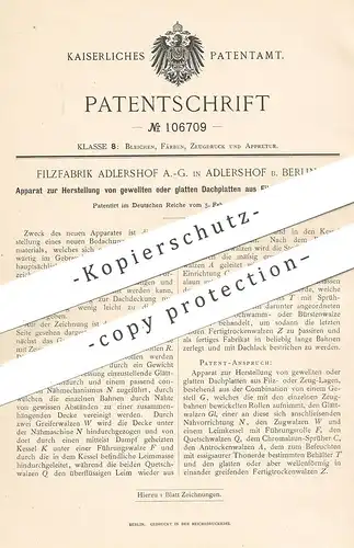 original Patent - Filzfabrik Adlershof AG / Berlin , 1899 , Dachplatten aus Filz- o. Zeuglage | Dach , Dachdecker , Filz