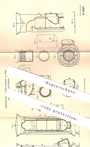 original Patent - Hermann Heim , Ober Döbling / Wien / Österreich , 1886 , Regulier- Füllofen | Ofen , Öfen , Ofenbauer