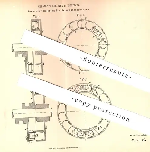 original Patent - Hermann Kellner , Eisleben , 1894 , Reibring für Reibungskupplung | Kupplung | Eisenbahn !!!