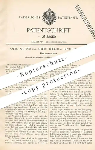 original Patent - Otto Wupper , Albert Becker , Gevelsberg / Dortmund , 1894 , Flaschen - Verschluss | Korken , Flasche