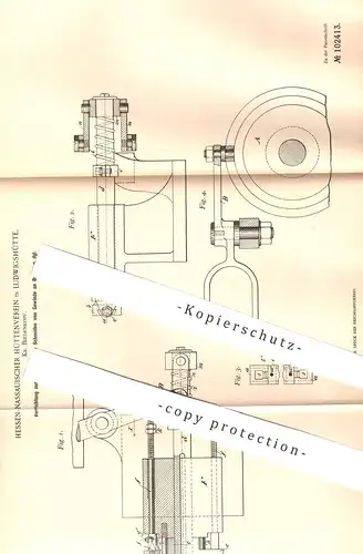 original Patent - Hessen Nassauischer Hüttenverein , Ludwigshütte / Biedenkopf , 1897 , Schneiden von Gewinde an Bolzen