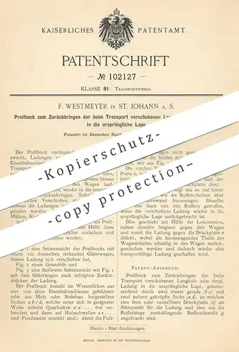 original Patent - F. Westmeyer , St. Johann , Tirol , Österreich , 1898 , Prellbock | Eisenbahn - Transport | Holz !!!