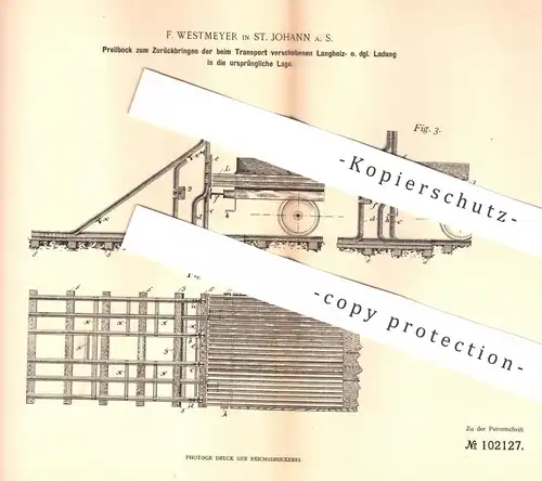 original Patent - F. Westmeyer , St. Johann , Tirol , Österreich , 1898 , Prellbock | Eisenbahn - Transport | Holz !!!