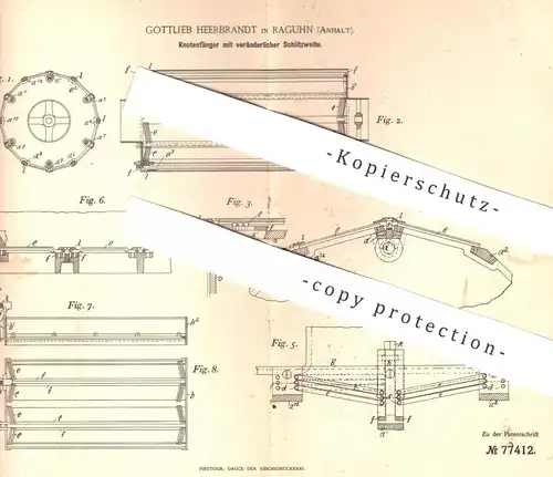 original Patent - Gottlieb Heerbrandt , Raguhn / Dessau / Halle | 1893 , Knotenfänger | Papier | Papierfabrik !!!