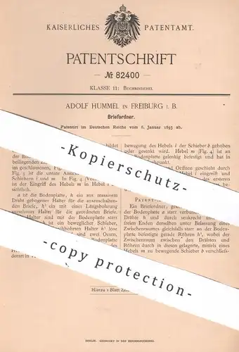 original Patent - Adolf Hummel , Freiburg i. B. , 1895 , Briefordner | Brief - Ordner | Aktenordner | Büro , Schule !!