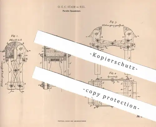 original Patent - O. E. C. Stade , Kiel  1894 , Parallel Spannkloben | Kloben | Klotz , Metall , Schlosser , Schlosserei