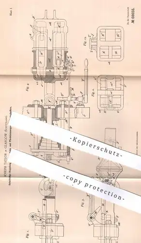 original Patent - Joseph Taylor , Glasgow , Schottland , 1892 , Kupplung für Eisenbahn u. Pferdebahnwagen | Bahn , Wagen