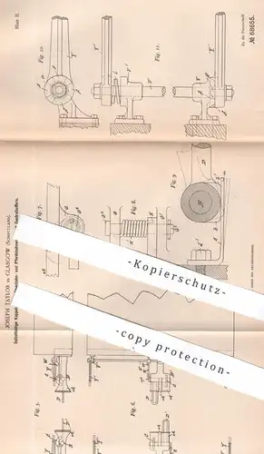 original Patent - Joseph Taylor , Glasgow , Schottland , 1892 , Kupplung für Eisenbahn u. Pferdebahnwagen | Bahn , Wagen