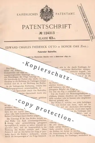 original Patent - Edward Charles Frederick Otto , Honor Oak , England , 1899 , Federnder Radreifen | Reifen , Räder