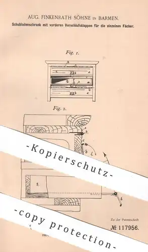 original Patent - Aug. Finkenrath Söhne , Barmen , 1900 , Schubladenschrank | Schublade | Schrank | Kommode | Möbel !!