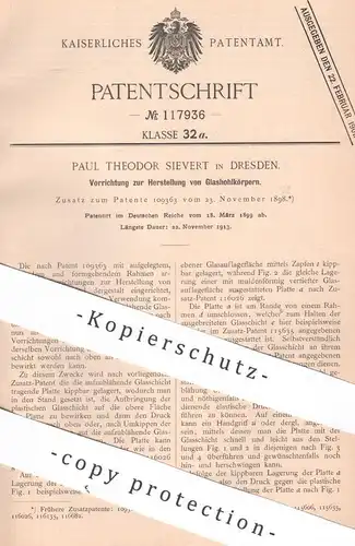 original Patent - Paul Theodor Sievert , Dresden , 1899 , Glashohlkörper | Glas - Hohlkörper | Glasbläser , Gläser !!