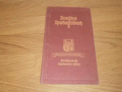 altes Sparbuch Schönebeck a. Elbe , 1944 - Mai 1945 , Otto Wolters , Bäckermeister , Bäcker , Sparkasse , Bank !!!