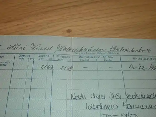 altes Sparbuch Gotha / Waltershausen , 1952 , Susi Wissel  , Sparkasse , Bank !!!