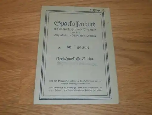 altes Sparbuch Gotha / Waltershausen , 1952 , Hanna Wissel  , Sparkasse , Bank !!!