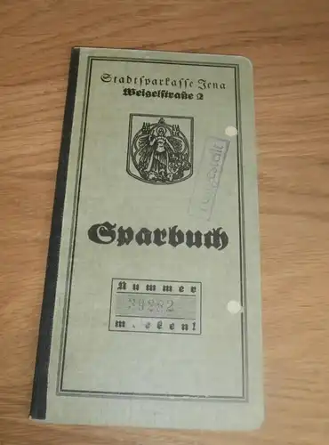 altes Sparbuch Jena , 1934 - 1946 , Elfriede Naewy , Näwy m Jena Leschallee, Sparkasse , Bank !!!