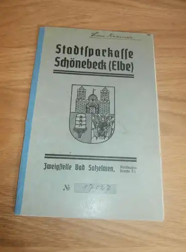 altes Sparbuch Schönebeck a. Elbe / Bad Salzelmen , 1939 - 1945 , Loui Kramer , Sparkasse , Bank !!
