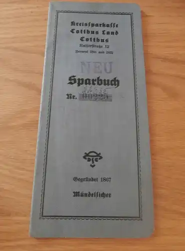 altes Sparbuch Cottbus, 1935-1946 , Bademeister Rudolf Knaak , Sparkasse , Bank !!!