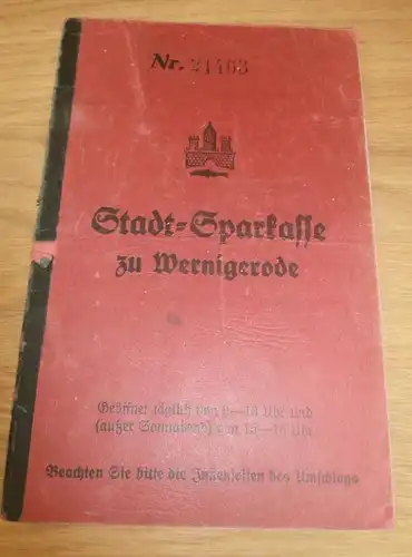 altes Sparbuch Wernigerode , 1943-1944 , Ilse Martini , geb. Oppermann , Schäferstrasse , Sparkasse , Bank !!!