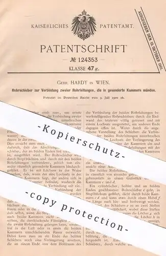 original Patent - Gebrüder Hardy , Wien Österreich , 1900 , Rohrschieber | Rohr , Rohre , Röhren | Dampfkessel , Kessel