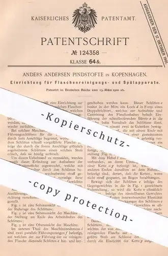 original Patent - Anders Andersen Pindstofte , Kopenhagen Dänemark , 1900 , Flaschenreinigungs- u. Spülapparat | Flasche
