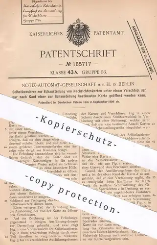 original Patent - Notiz Automat GmbH , Berlin , 1906 , Selbstkassierer | Automat mit Münzeinwurf | Verkaufsautomat