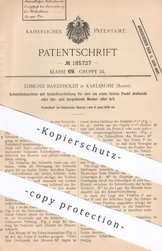 original Patent - Edmund Bardtholdt , Karlsruhe , 1906 , Schneidemaschine mit Schärfvorrichtung | Messer schärfen !!!