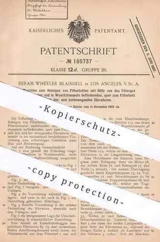original Patent - Hiram Wheeler Blaisdell , Los Angeles , USA , 1903 , Reinigen von Filterbetten per Elevator | Filter