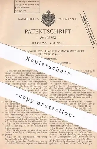 original Patent - Natural Power Co. eG , St. Louis , USA , 1905 , Schleudergebläse | Schleuder - Gebläse | Lüftung