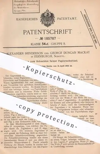 original Patent - Alexander Henderson , George Duncan Mackay , Edinburgh Schottland , 1904 , Papier schneiden | Konfekt
